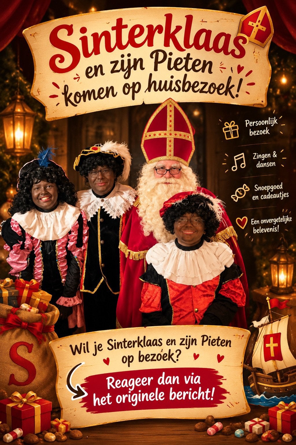 Sinterklaas en Piet(ten) op huisbezoek, Ophalen, Nieuw