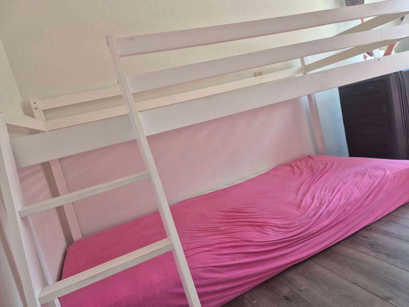 Witte hoogslaper, Ophalen, Gebruikt, Eenpersoons, 160 tot 180 cm
