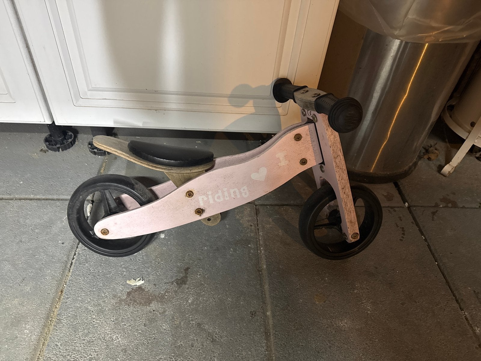 Roze houten loopfiets voor kinderen, Ophalen, Gebruikt, Loopfiets