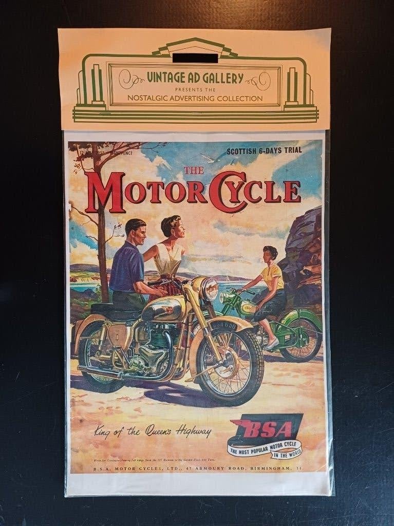 Vintage motorcyle poster BSA nieuw in verpakking B.S.A., Verzenden, Nieuw, Motoren
