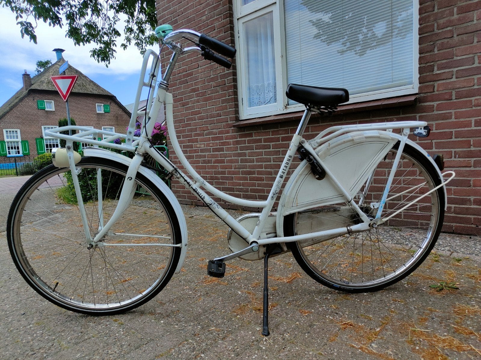 Witte batavus damesfiets te koop, Terugtraprem, Gebruikt, 47 tot 50 cm, Versnellingen