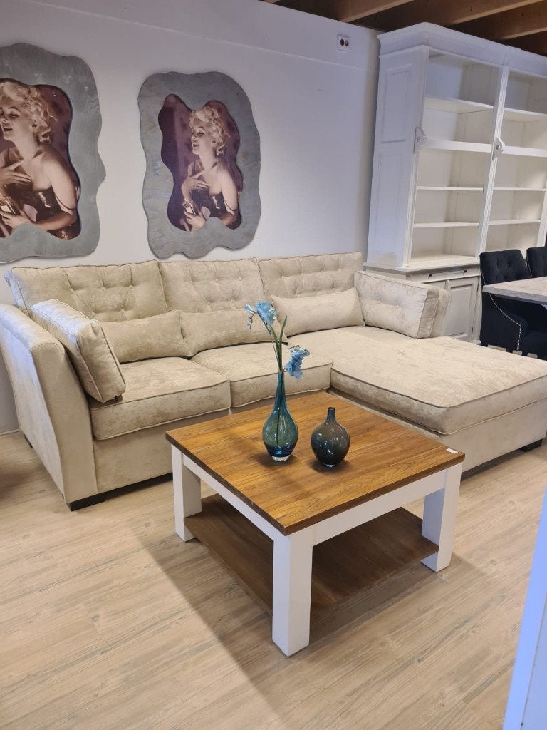 *ACTIE* Landelijke Bank Loungebank Hoekbank Div Kleuren, Landelijke bank bankstel hoekbank loungebank leer stof velvet, Overige maten
