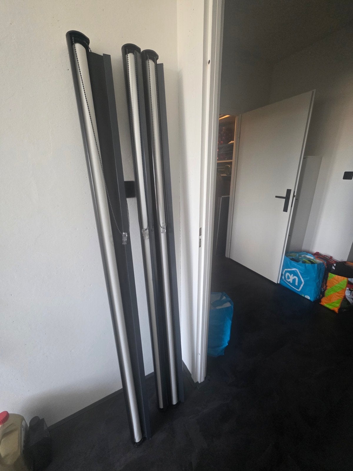 3 Antracietgrijze rolgordijnen - 183,5 cm breed, Ophalen, Gebruikt, Grijs, Rolgordijn