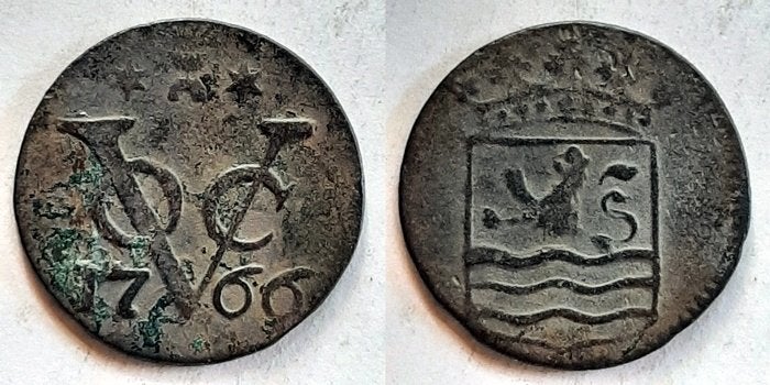 VOC Duit Zeeland 1766, Postzegels en Munten, Verzenden, Vóór koninkrijk, Overige waardes