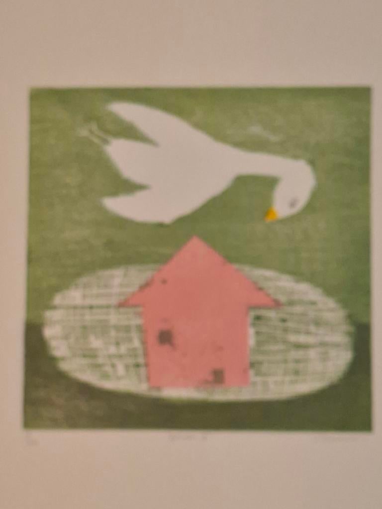 Originele ets van S. Kawamura: "Garden I", Origineel, Ophalen of Verzenden, Flora en Fauna, 1950 - 1999