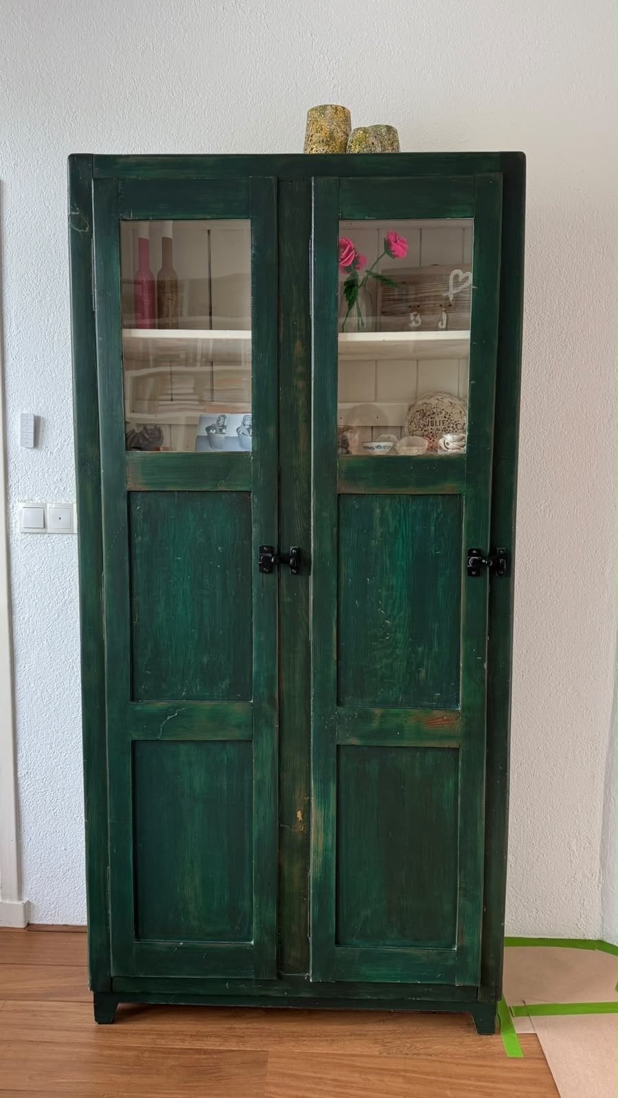 Groene houten kast - 200x97x37 cm, Ophalen, Gebruikt, 200 cm of meer, 50 tot 100 cm
