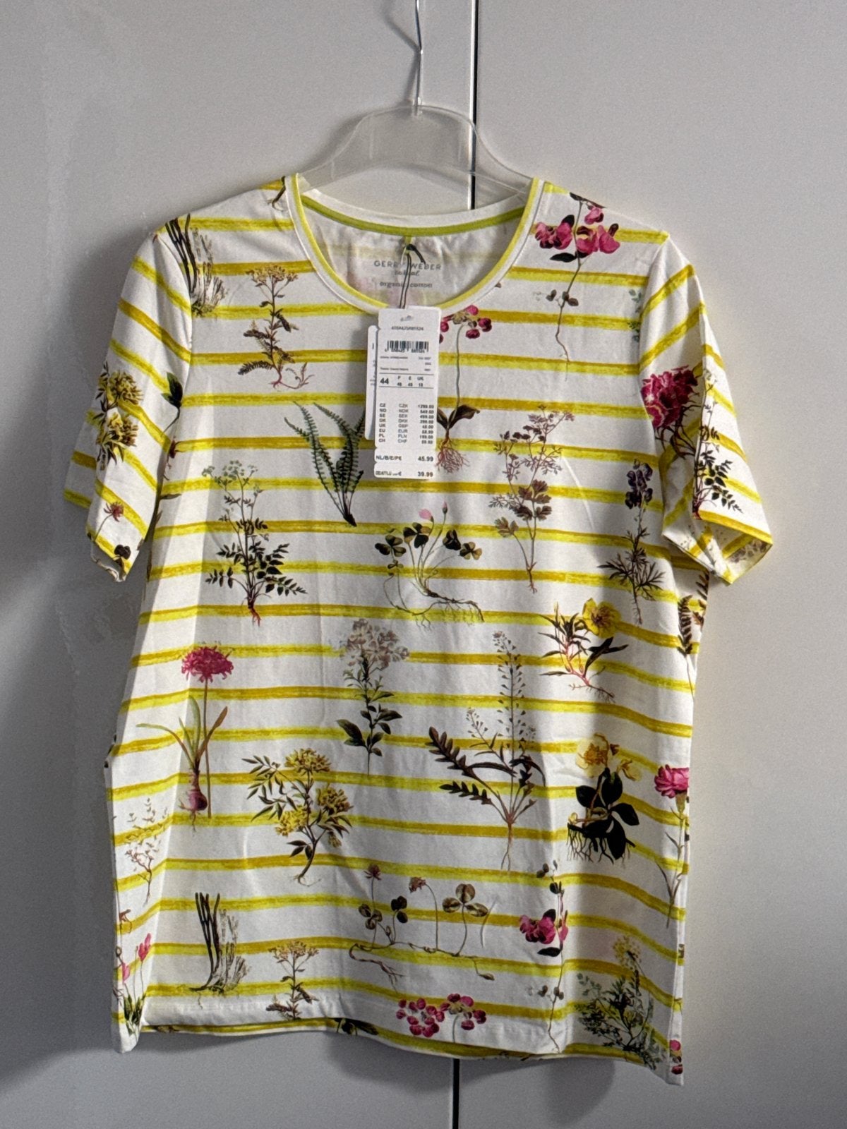 Gerry Weber T-shirt met bloemenprint en strepen, Wit, Maat 42/44 (L), Nieuw, Ophalen of Verzenden