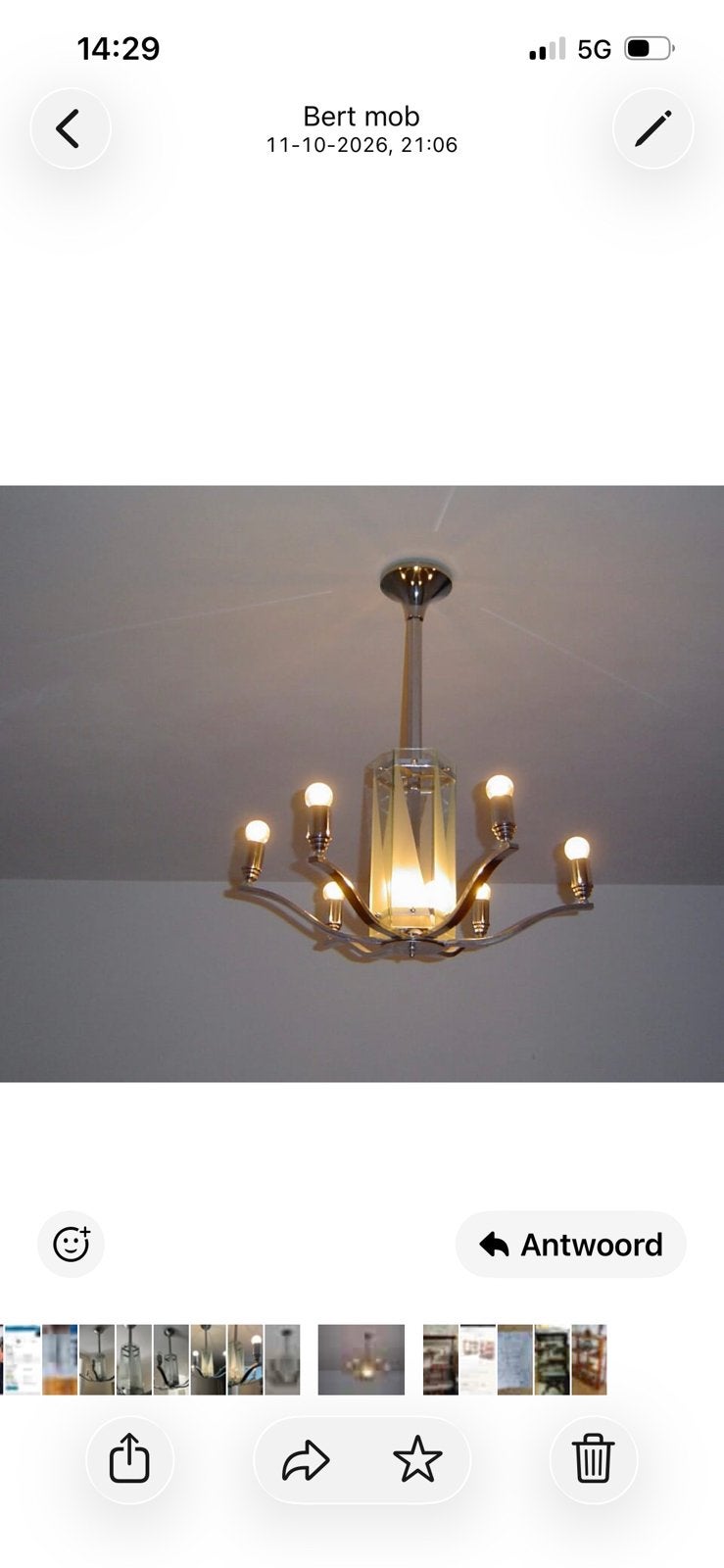 Art Deco kroonluchter, Ophalen of Verzenden, Zo goed als nieuw, Glas