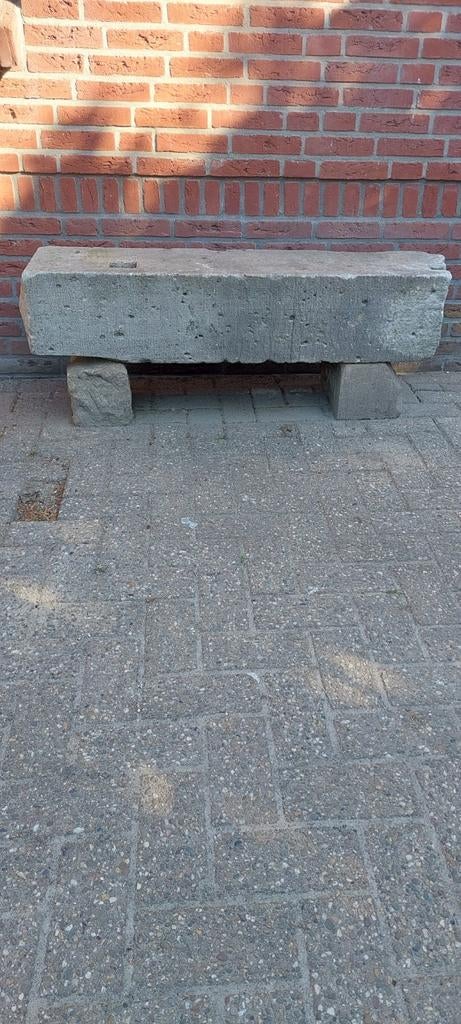 Bentheimerzandsteen bankje zandsteen, Ophalen of Verzenden, Rond, Hout