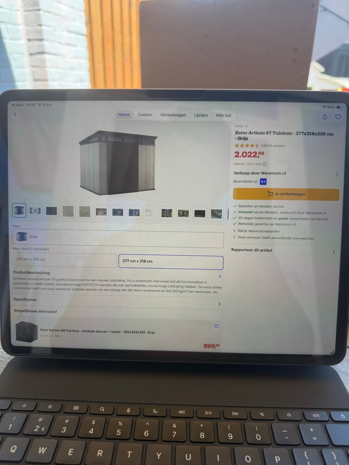 Keter Artisan 9x7 Tuinhuis - Grijs (Nieuw in doos), Ophalen, Nieuw, Kunststof, Overige typen