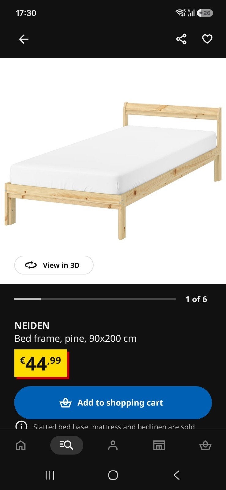 2x IKEA NEIDEN bedframes met lattenbodem (90x200 cm), Huis en Inrichting, Ophalen, 90 cm, Beige, Zo goed als nieuw