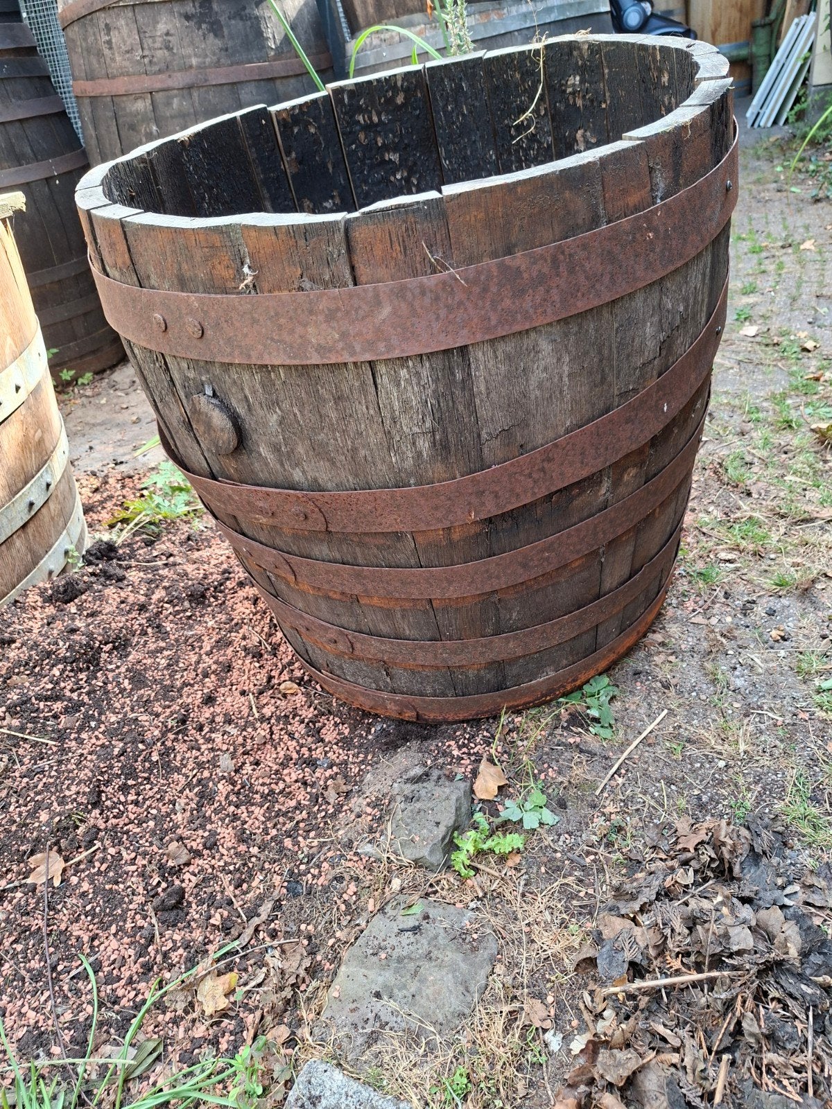 mooi oude boombak bloembak, Ophalen, Rond, Hout