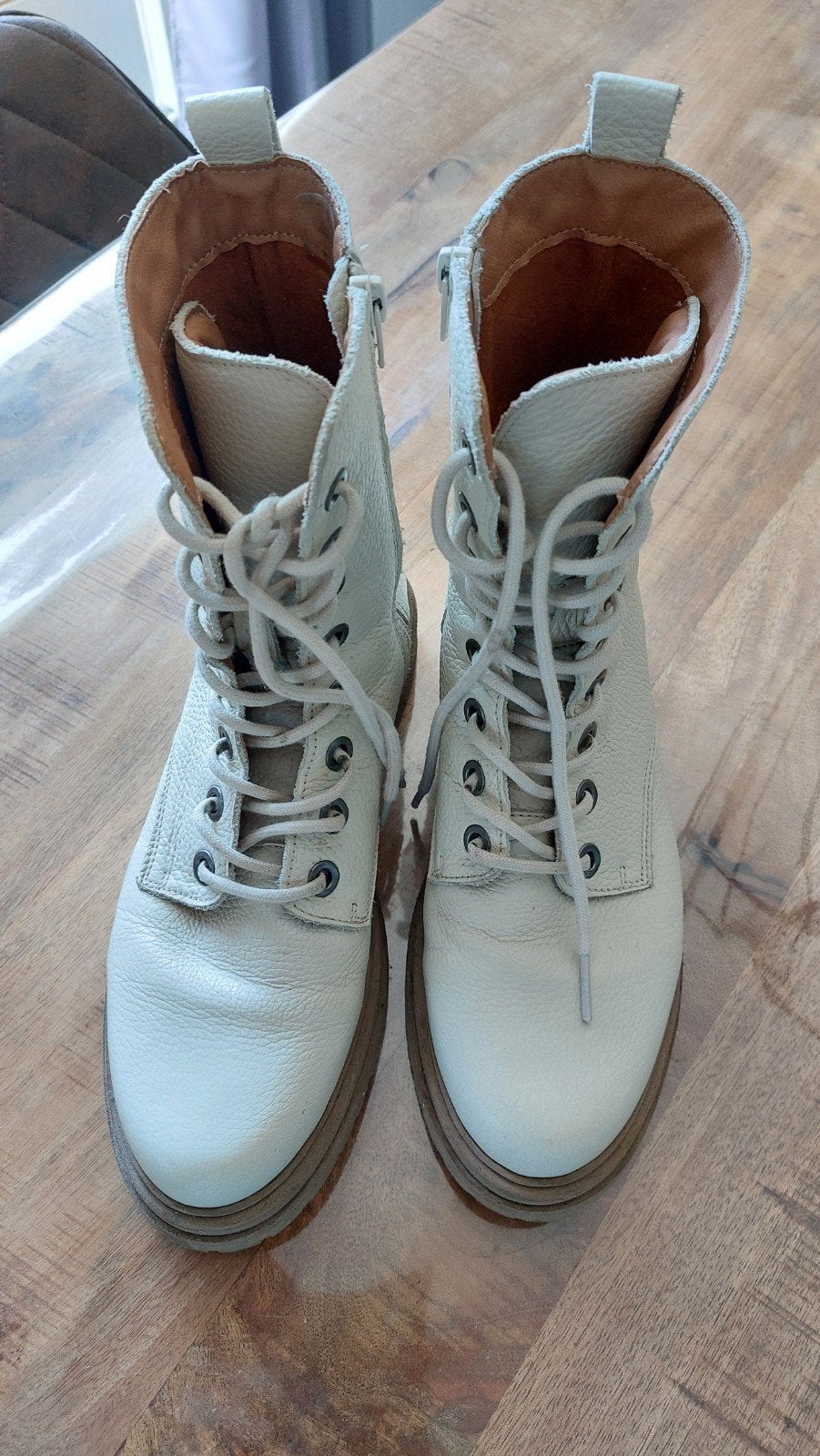 Leren veterlaarzen, maat 40, gebroken wit, Ophalen, Overige kleuren, Lage of Enkellaarzen, Shoe Colate