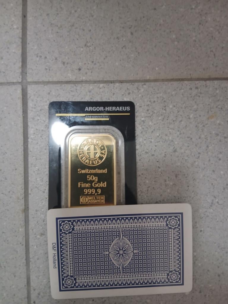 Goudbaar 50 gram 24 karaats, Postzegels en Munten, Edelmetalen en Baren, Ophalen of Verzenden