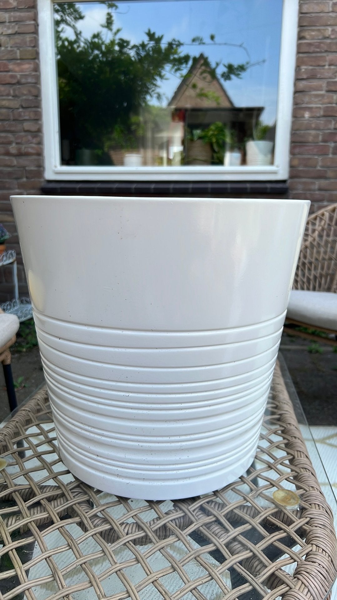 Ikea Muskot bloempot 35 cm, Ophalen, Kunststof, Rond, Zo goed als nieuw