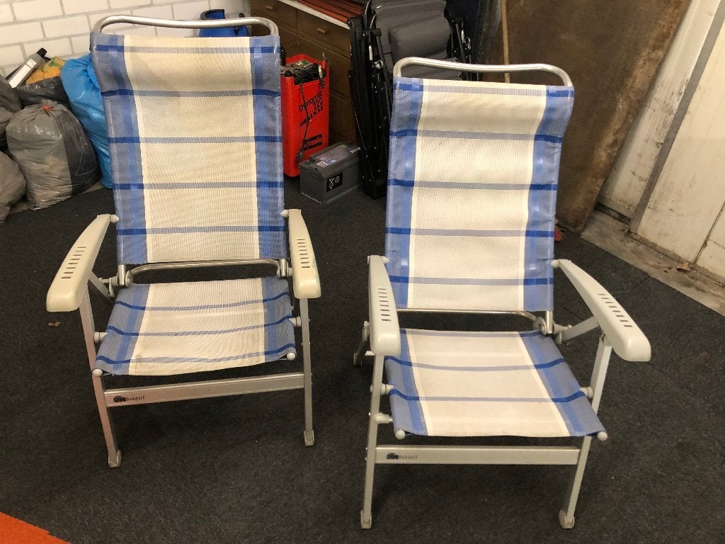 Dukdalf camping stoelen 2stuks hoge rug € 20 euro set, Ophalen, Gebruikt