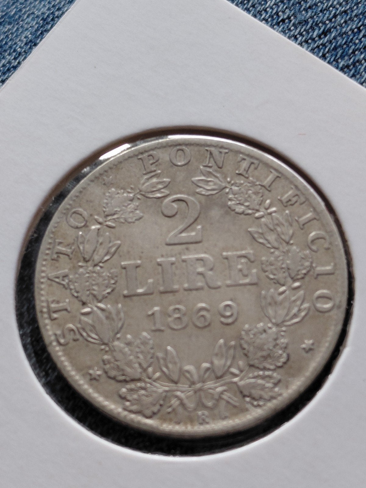 Pauselijke 2 Lire 1869 Pius IX  - Zilver, Verzenden, Italië, Losse munt, Zilver