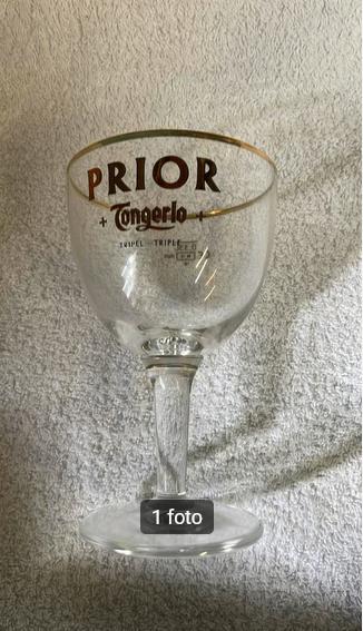 6 Prior Tongerlo bierglazen op voet, Verzamelen, Ophalen of Verzenden, Nieuw, Glas of Glazen, Overige merken