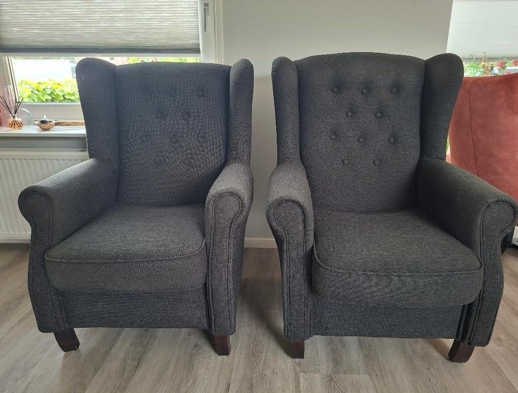 Donkergrijze fauteuils, Ophalen, Gebruikt, Minder dan 75 cm, 75 tot 100 cm