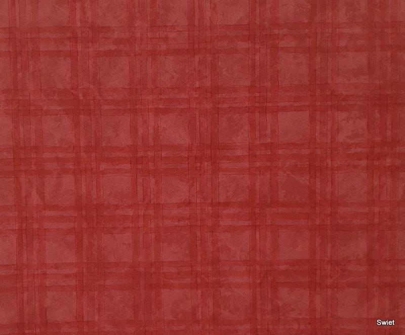 12796 Ruitjes behang in ossenrood met aubergine swiet, Verzenden, Minder dan 10 m², Rood