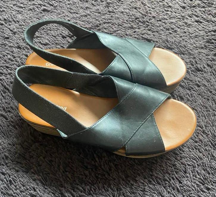 Graceland (Van Haren) Sandalen maat 39, zwart leer, nieuw, Slippers, Zwart, Nieuw, Ophalen of Verzenden