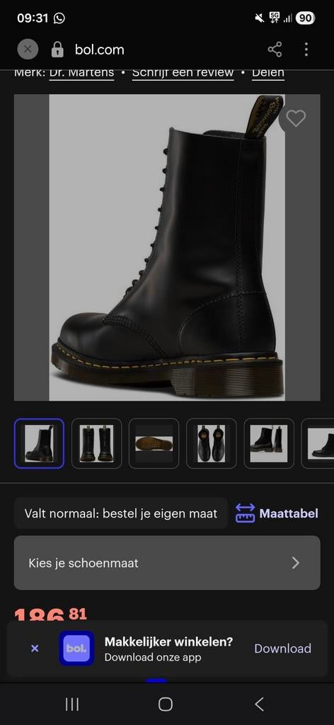 Dr martens schoenen, Kleding | Dames, Schoenen, Ophalen of Verzenden, Zo goed als nieuw, Zwart
