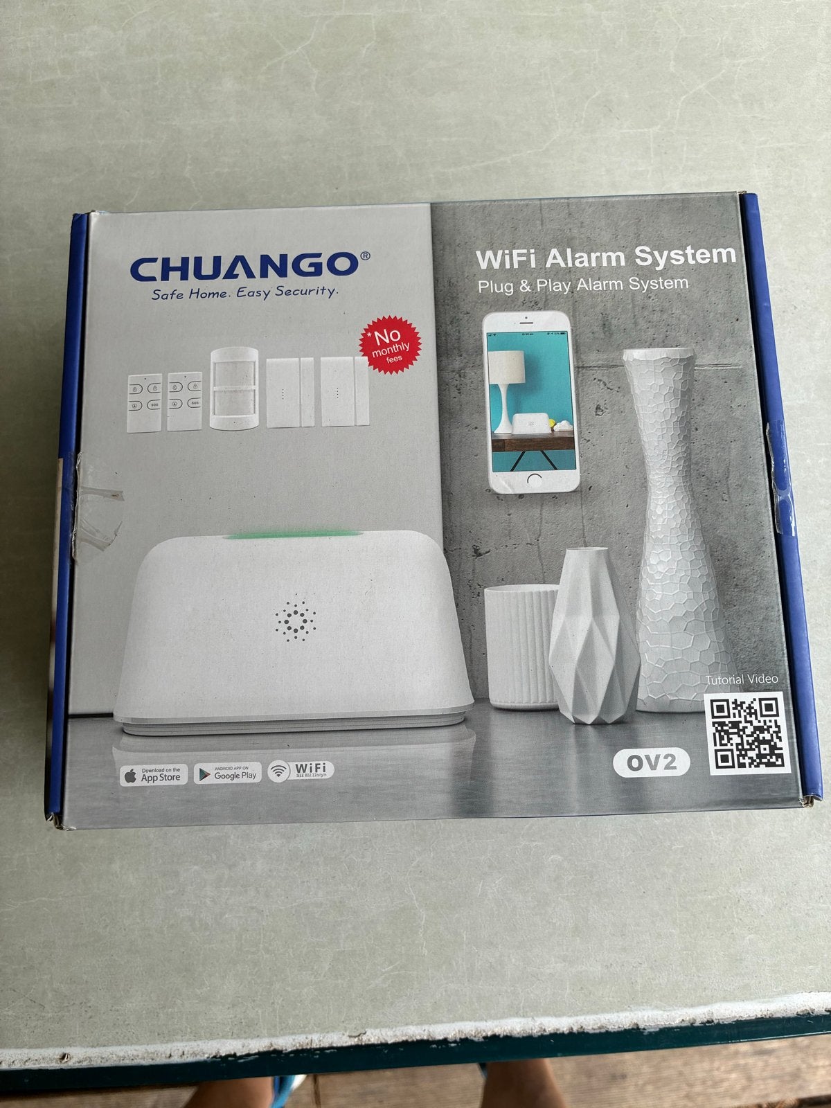 CHUANGO OV2 WiFi Alarmsysteem - Plug & Play Beveiliging, Ophalen, Compleet systeem, Draadloos, Beweging
