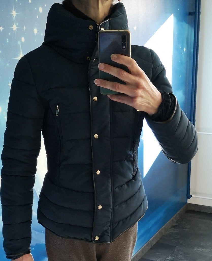 Jas van 8mm maat S donkerblauw, Kleding | Dames, 8mm, Zo goed als nieuw, Maat 36 (S), Verzenden