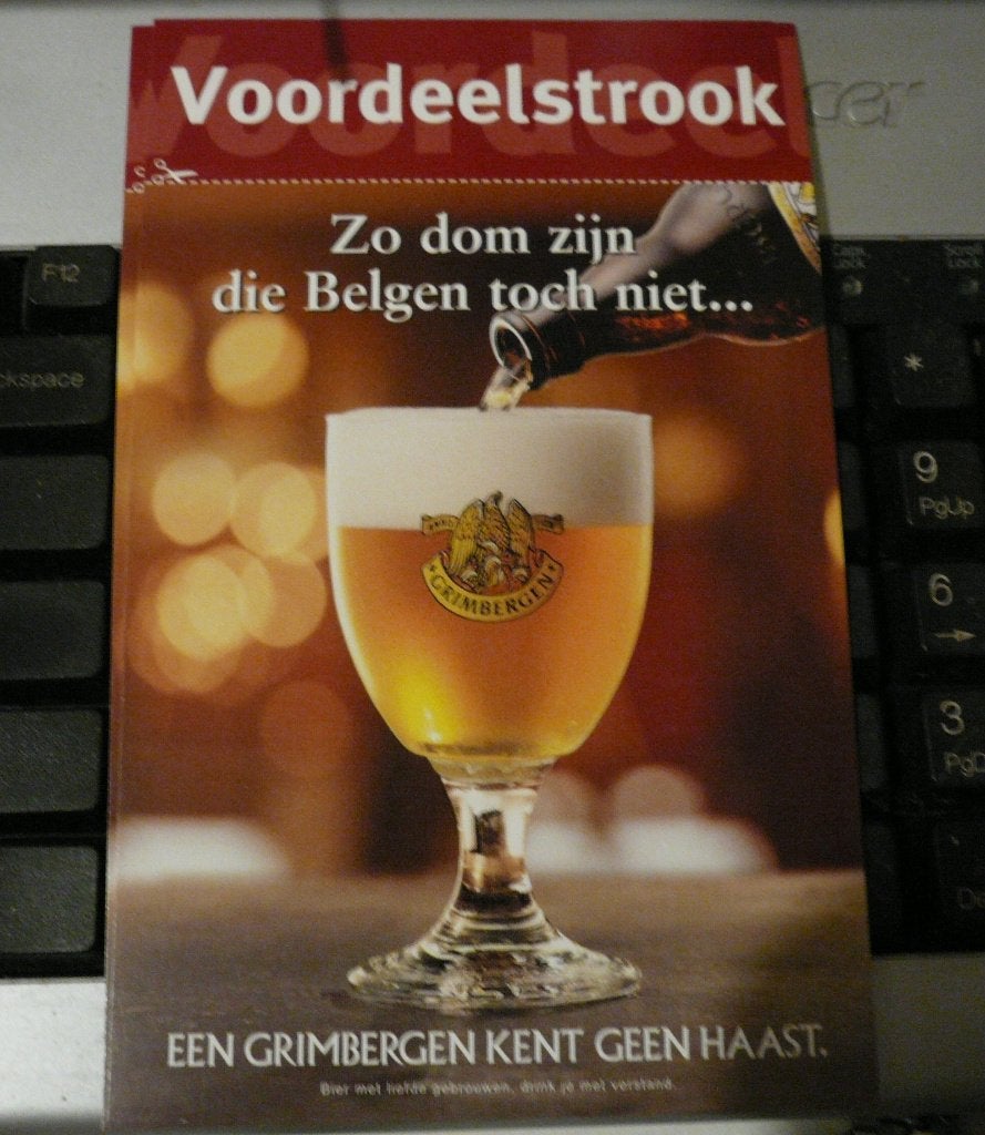 Grimbergen kaart met voordeelstrook uit 2004, Verzamelen, Ophalen of Verzenden, Nieuw, Flesje(s), Overige merken