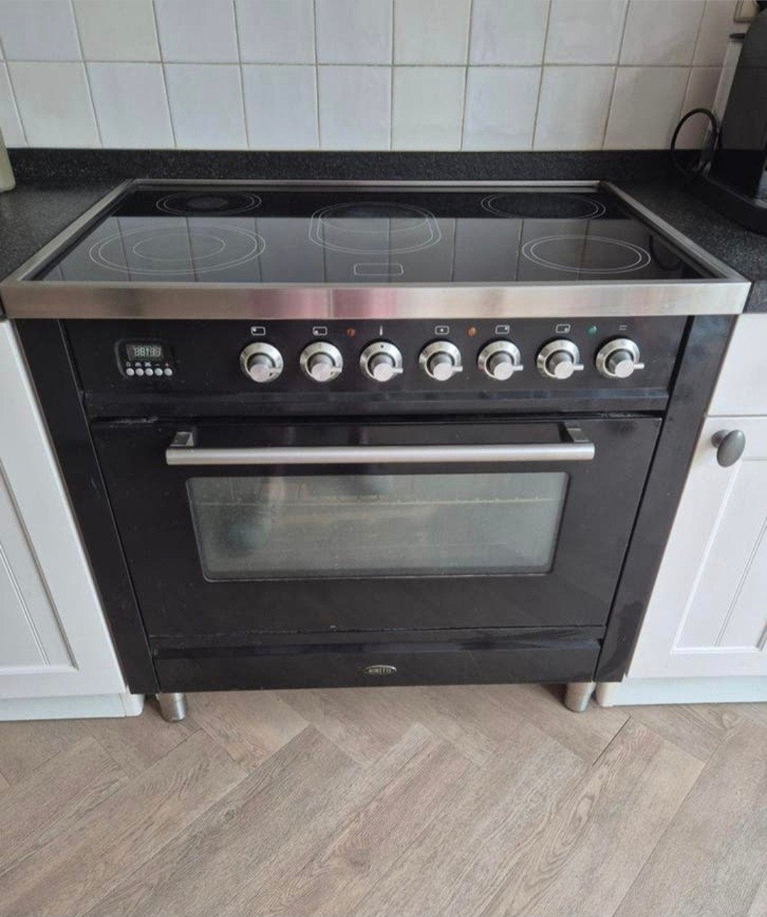 Boretti VPE93ZW Vrijstaand Fornuis met keramische kookplaat, Ophalen, Gebruikt, 60 cm of meer, Keramisch