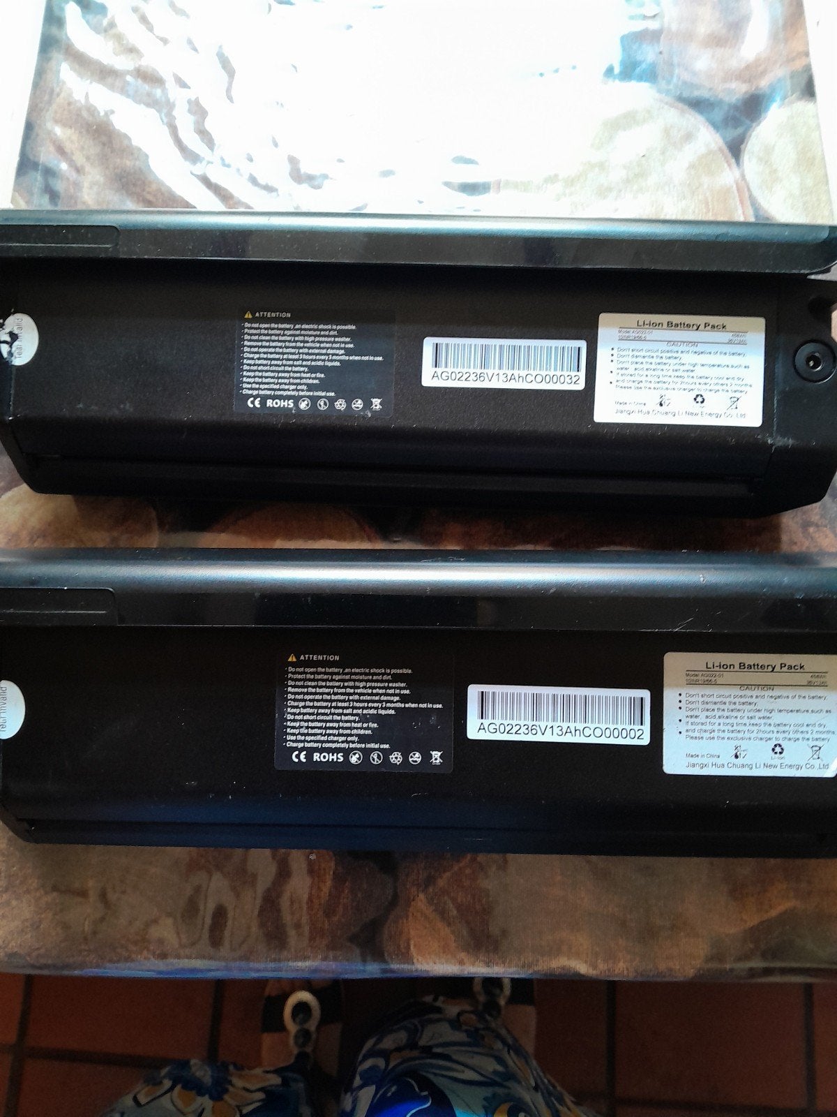 2x E-bike accu's 36V 13Ah - 1 werkend, 1 defect, Ophalen of Verzenden, Gebruikt