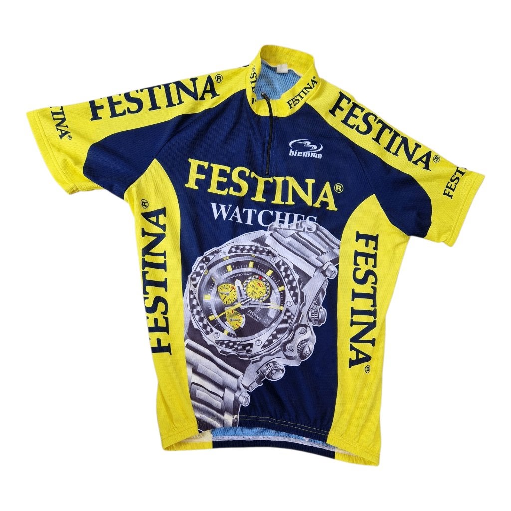 Vintage Biemme Festina horloge Chrono wielershirt 1990s XL, Ophalen of Verzenden, Xx, Kleding, Biemme
