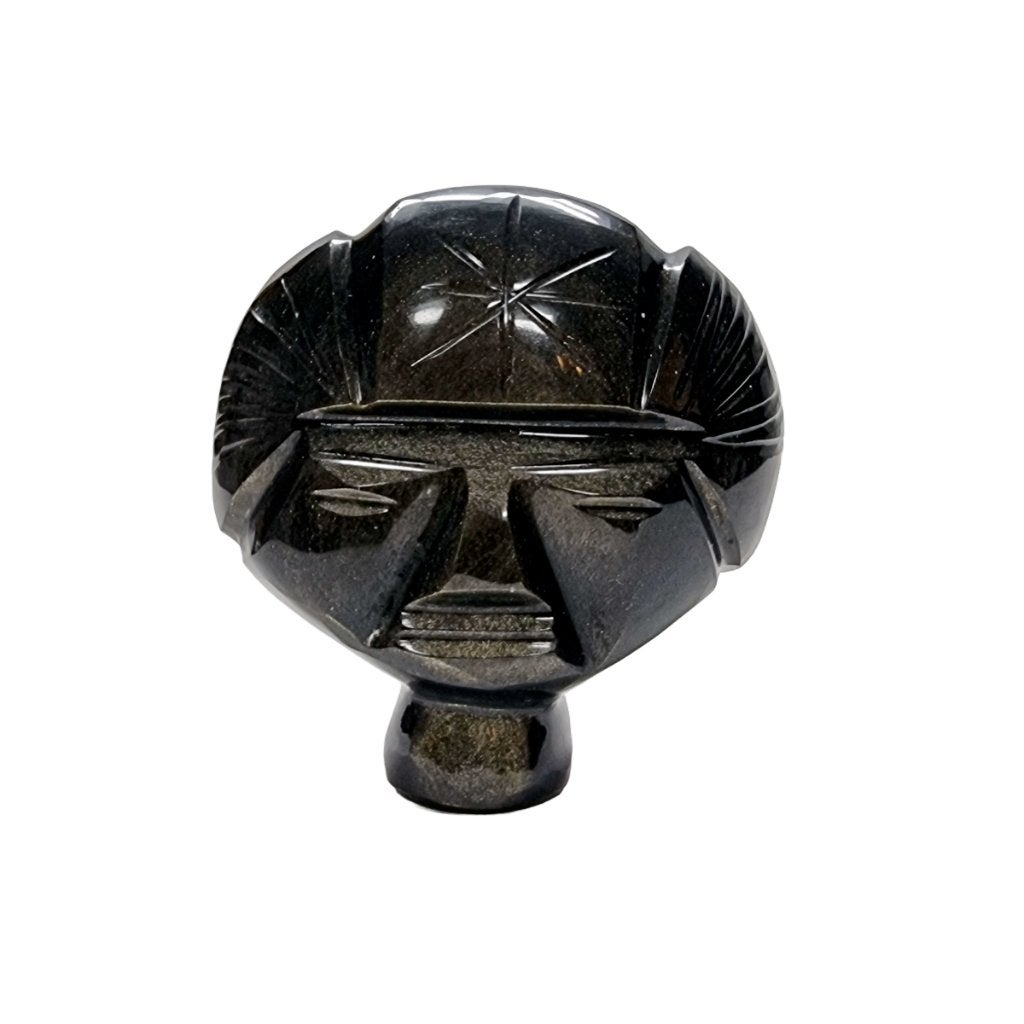 Vintage goud obsidiaan Azteek beeld, Ophalen of Verzenden, Zo goed als nieuw