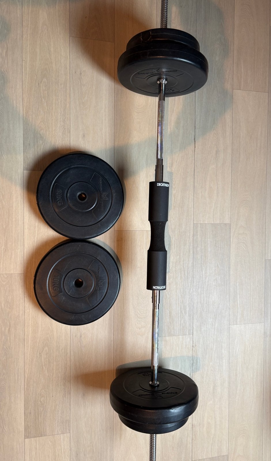 Halterset 55 kg Kunststof (25 mm), Ophalen of Verzenden, Gebruikt, Armen, Halterset