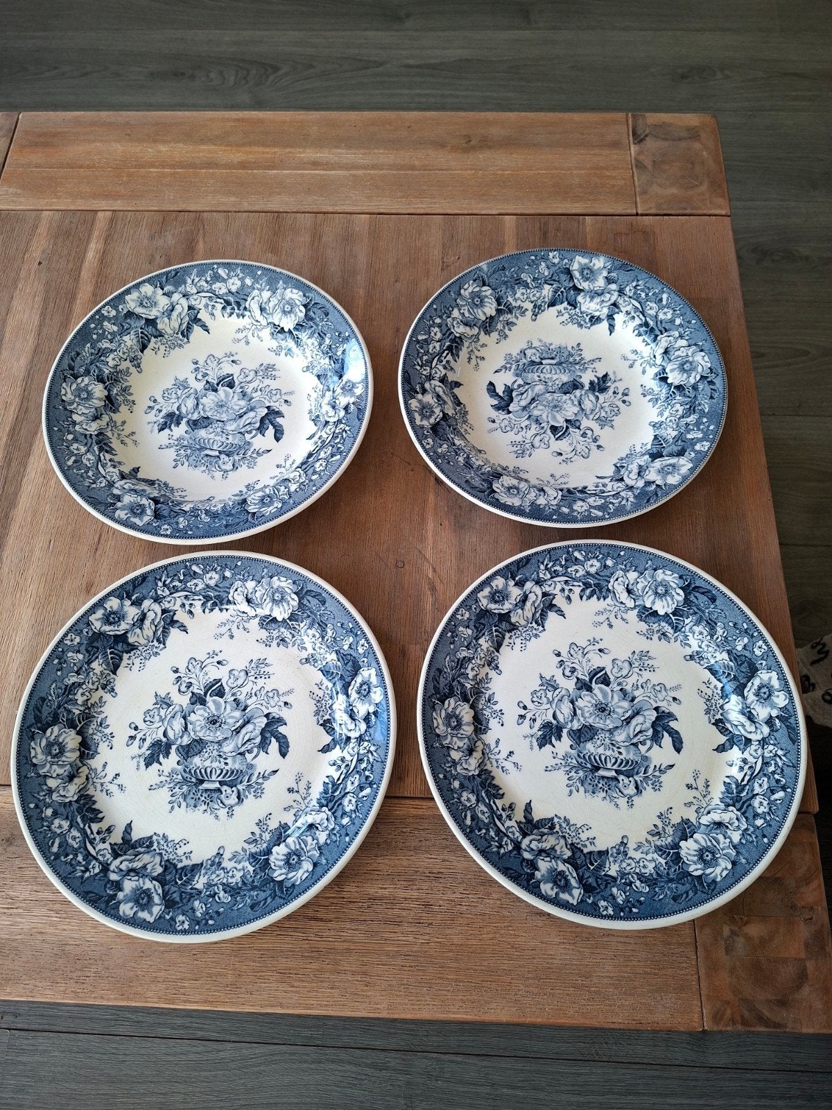 Set van 4 Borden Johnson Brothers - Delft Blauw-Wit, Antiek en Kunst, Ophalen of Verzenden