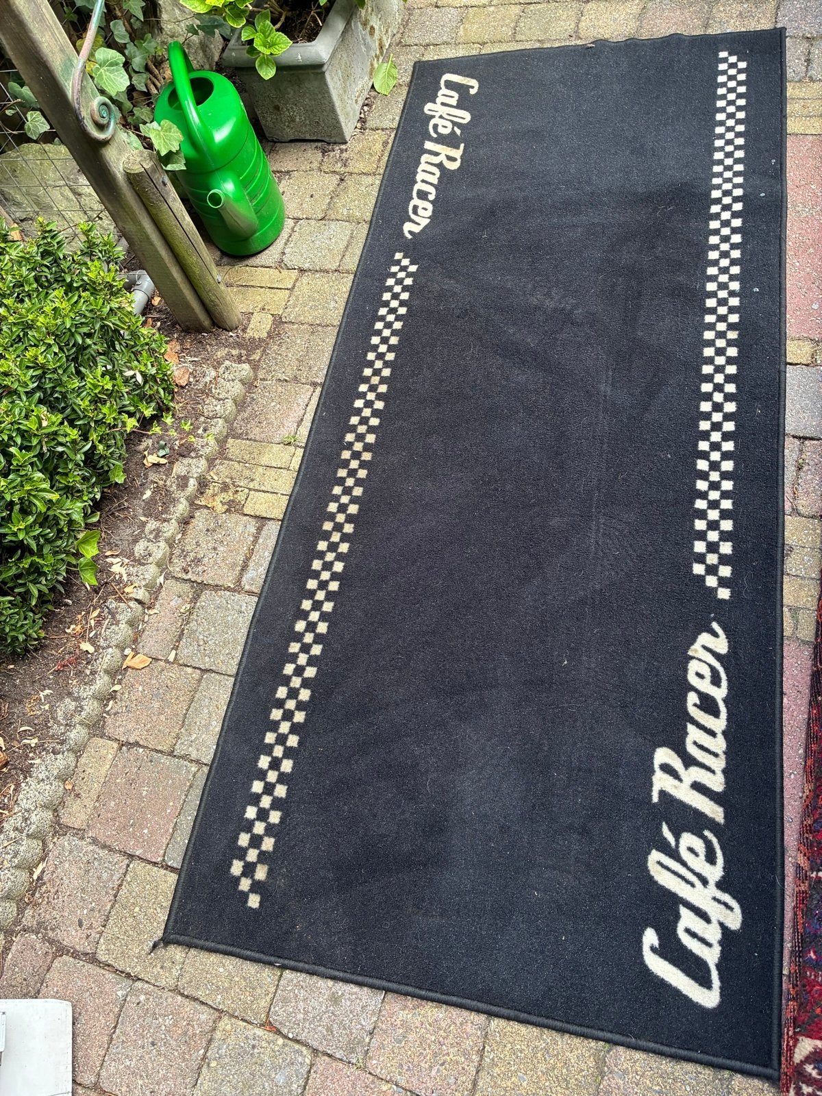 Café Racer vloerkleed/mat - Zwart met wit, Ophalen, Minder dan 50 cm, Gebruikt, Zwart
