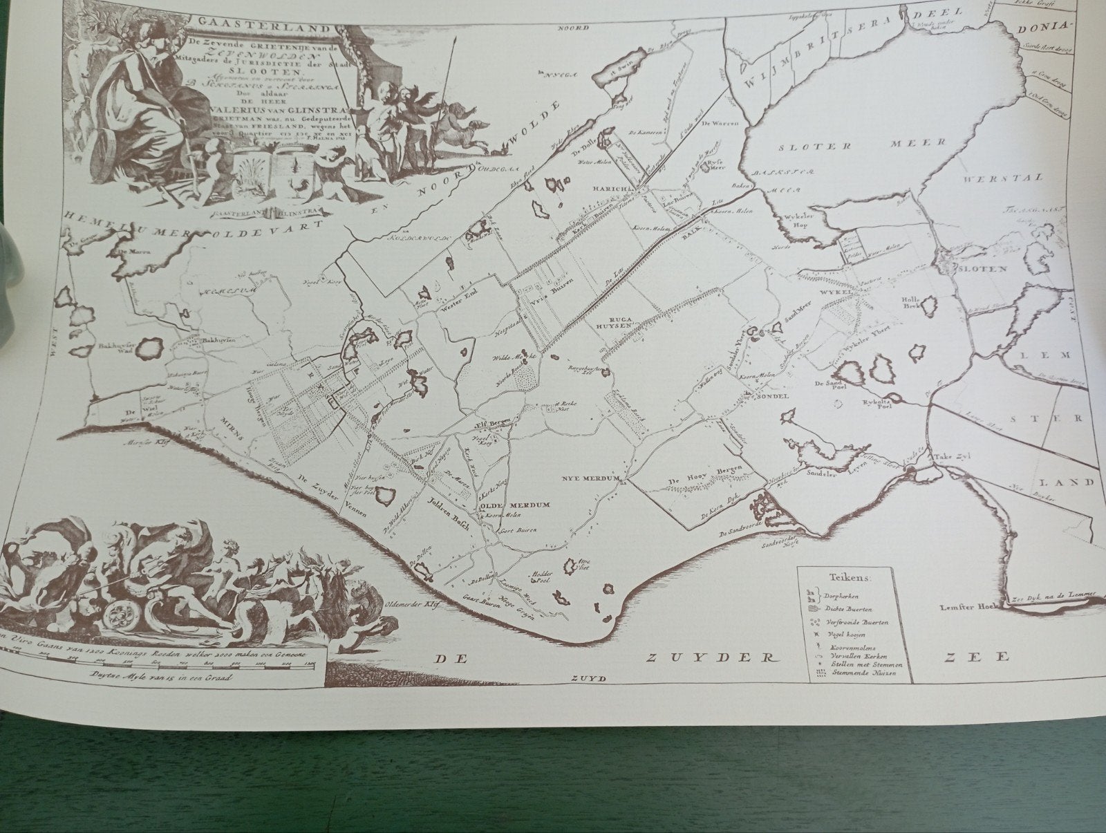 oude kaart Gaesterlan ., Antiek en Kunst, Kunst | Etsen en Gravures, Ophalen of Verzenden, Cartografie