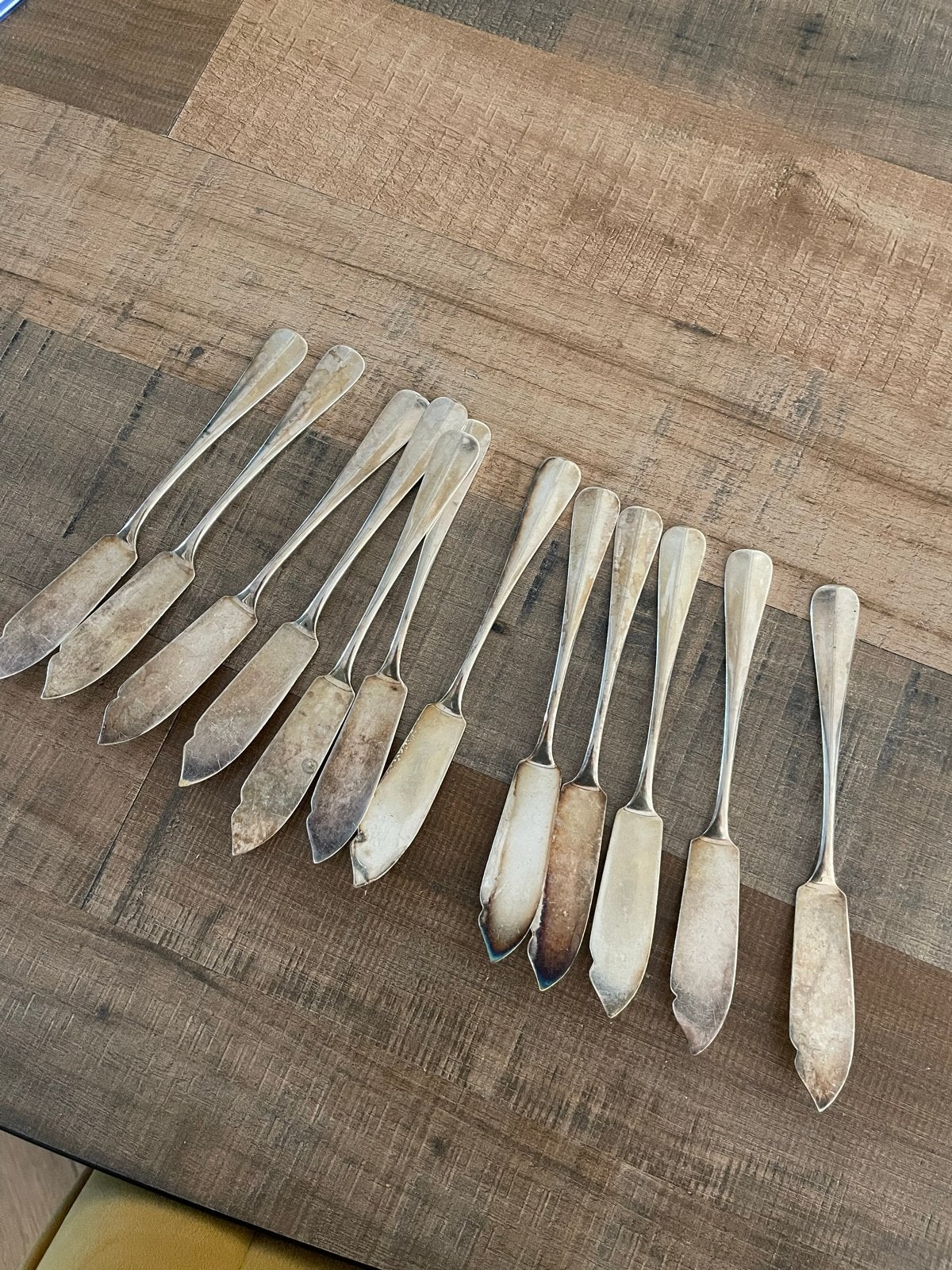 Set van 12 vintage verzilverde vismessen, Antiek en Kunst, Ophalen of Verzenden