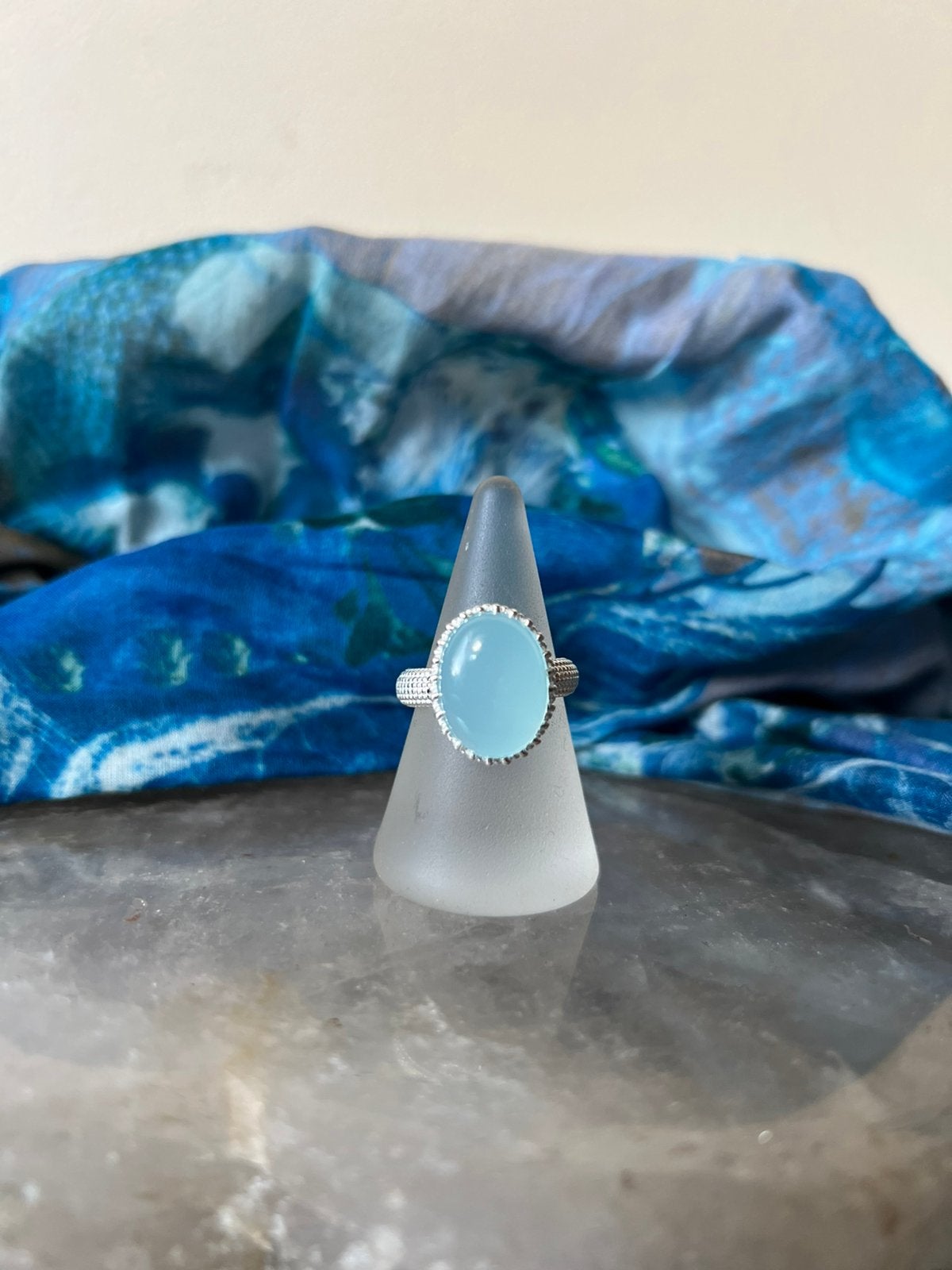 Chalcedoon geluk creatief zelfvertrouwen vreugde inzicht TIP, Sieraden, Tassen en Uiterlijk, Ringen, Blauw, Magnolia11, Nieuw