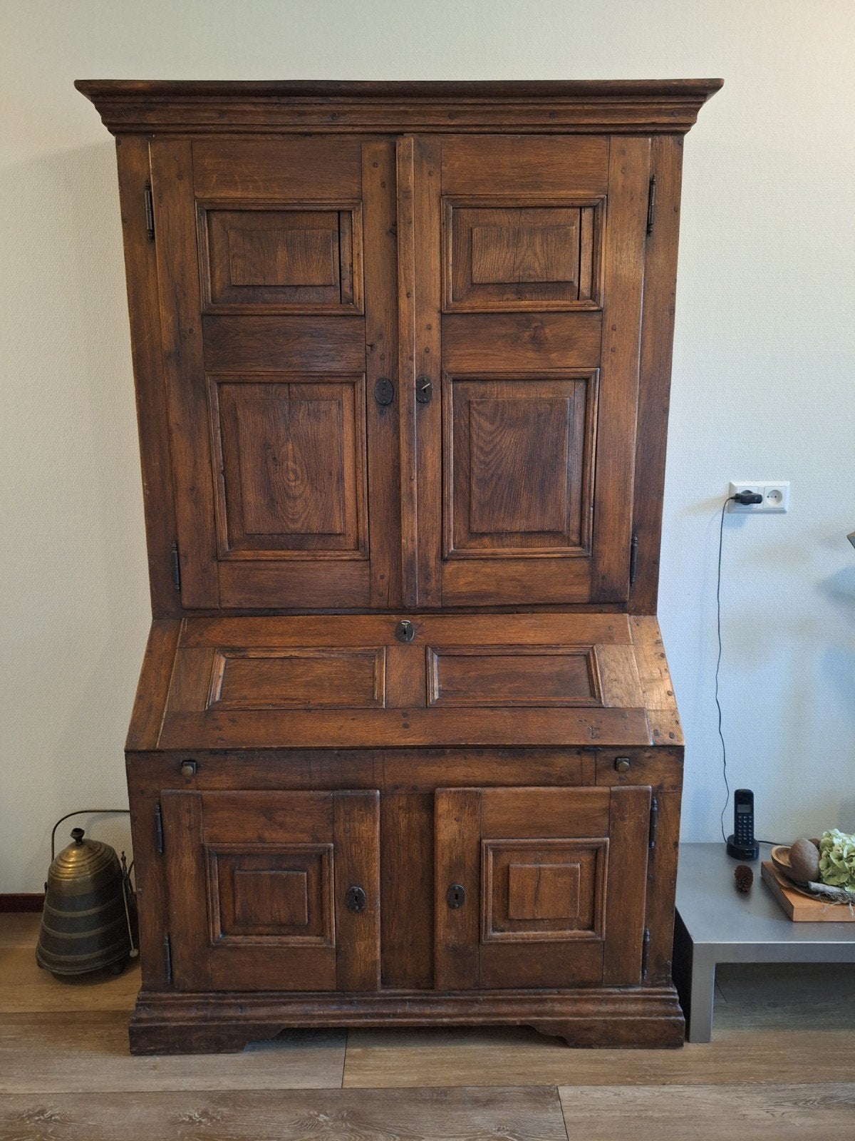 Antieke secretaire kast, eiken, Huis en Inrichting, Ophalen, Gebruikt, Antiek