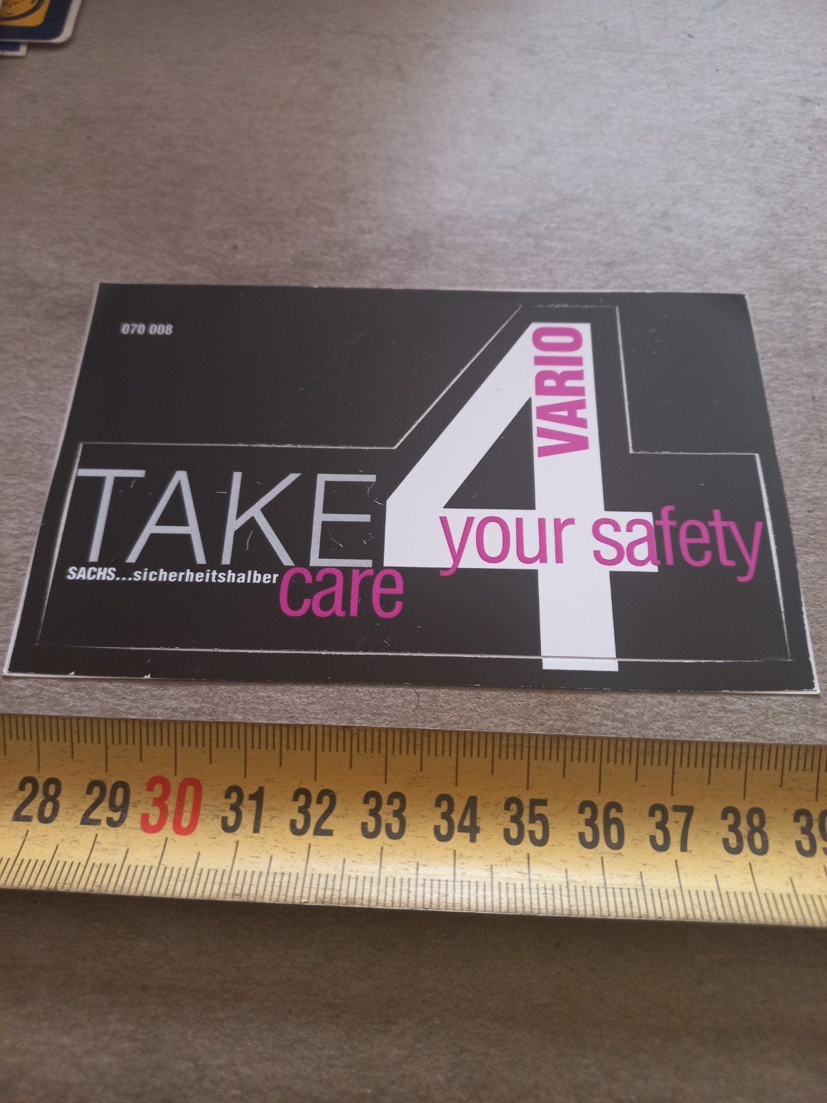 SACHS Vario 4 Veiligheidssticker - 'Take care your safety', Ophalen of Verzenden, Nieuw
