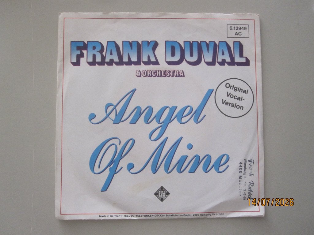 FRANK DUVAL & ORCHESTRA -  angel of mine - vinyl 7", Gebruikt, 7 inch, Ophalen of Verzenden, Rock en Metal