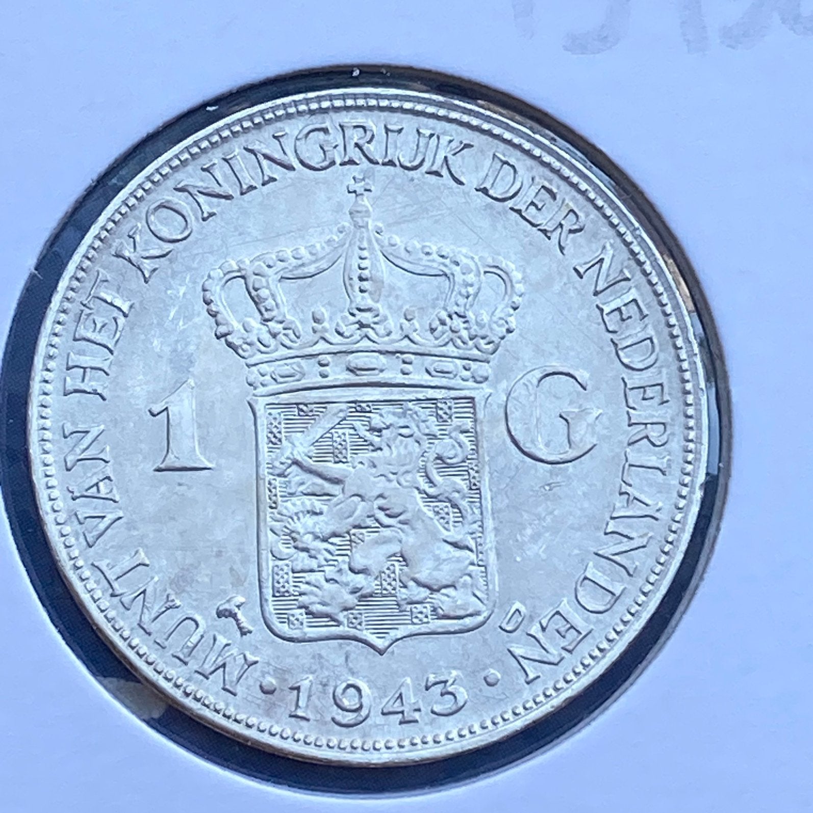 1 Gulden Zilver uit 1943 Dp Denver / Palmboom van Wilhelmina, Postzegels en Munten, Munten | Nederland, 1 gulden, Verzenden, Zilver