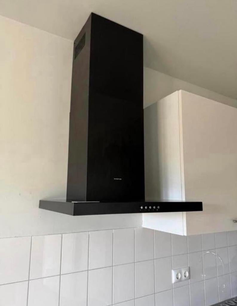 Inventum afzuigkap Zwart, Wandschouwkap, Ophalen of Verzenden, Zo goed als nieuw, Vrijstaand