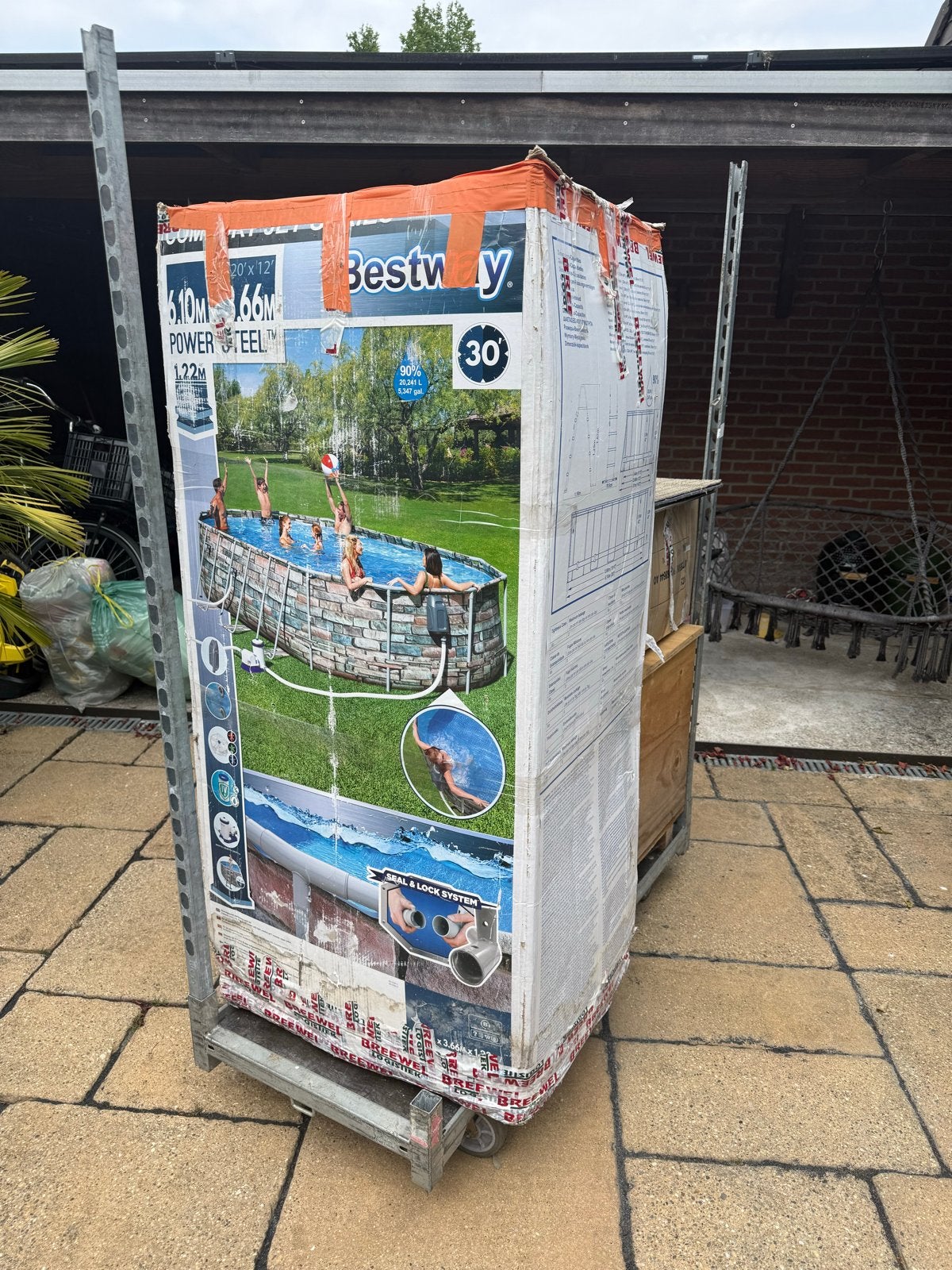 Compleet Bestway Power Steel Zwembad met accessoires, 120 cm of meer, 300 cm of meer, Ophalen of Verzenden, Zo goed als nieuw
