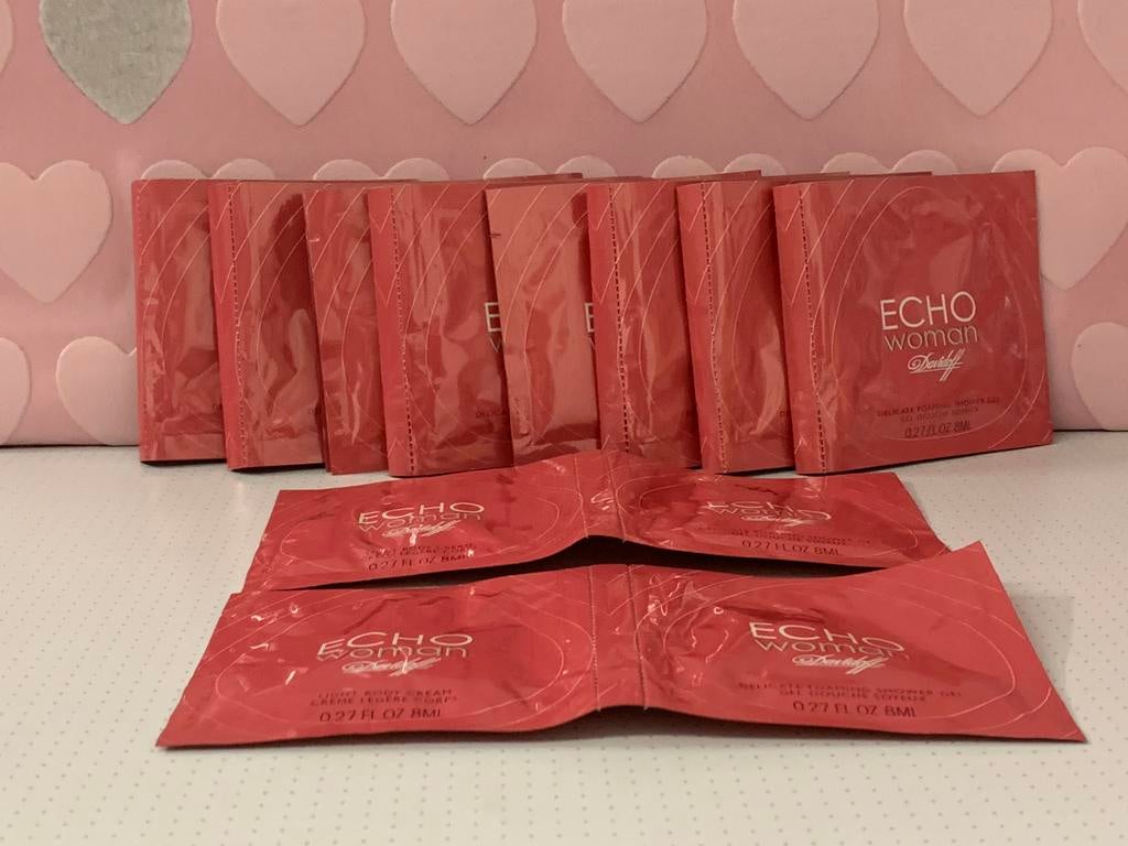 Davidoff echo woman 8ml light body cream 10 x 8ml shower gel, Ophalen of Verzenden, Nieuw, Bodylotion, Crème of Olie
