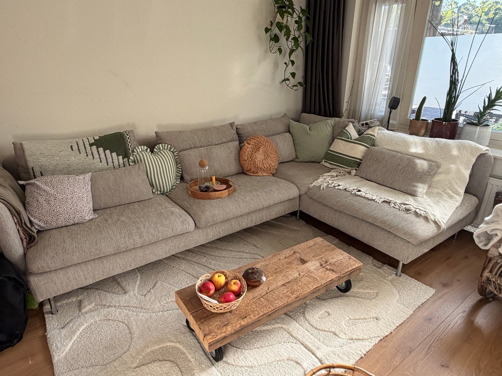 IKEA Söderhamn Hoekbank - Beige/Grijs, Ophalen, 250 tot 300 cm, Gebruikt, 100 tot 125 cm