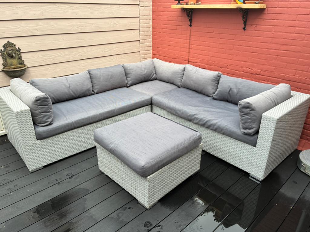 Tuinset Loungeset Loungebank Loungehoek Hoekbank, Tuin en Terras, Tuinsets en Loungesets, Ophalen, Kunststof, Gebruikt, 6 zitplaatsen