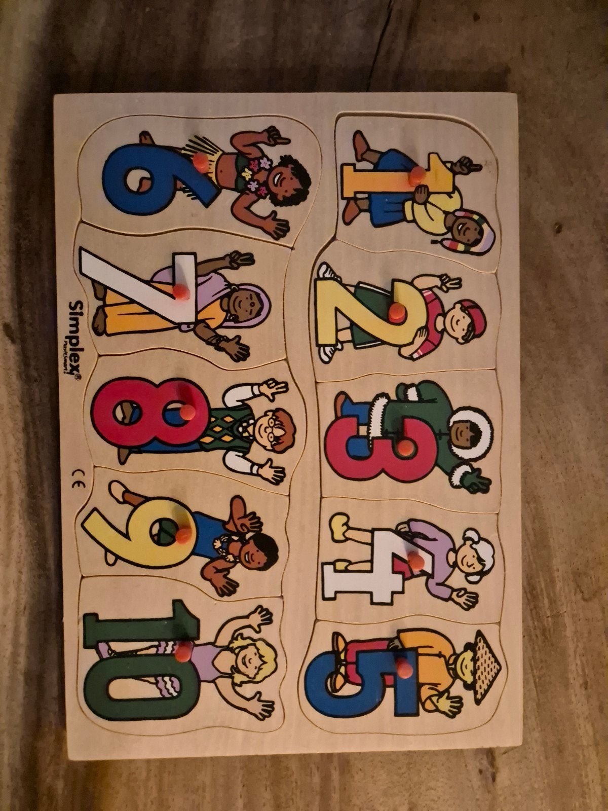 Simplex Houten Cijfer Puzzel 1-10, Ophalen of Verzenden, Gebruikt, Puzzelen