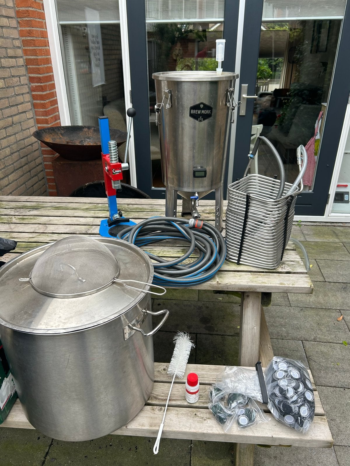 Complete Brouwinstallatie: Brew Monk, ketel, koeler, etc., Hobby en Vrije tijd, Ophalen of Verzenden, Gebruikt